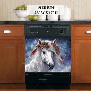 Preview of White Christmas Stallion Portrait magnet in Medium size.