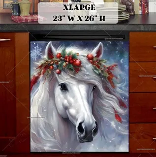 Preview of White Christmas Stallion Portrait magnet in Extra Large size.