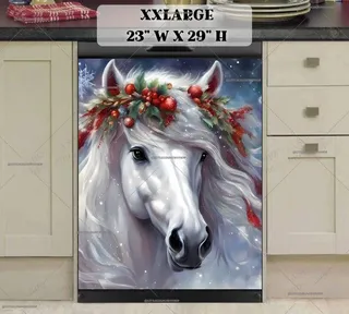 Preview of White Christmas Stallion Portrait magnet in XX Large size.