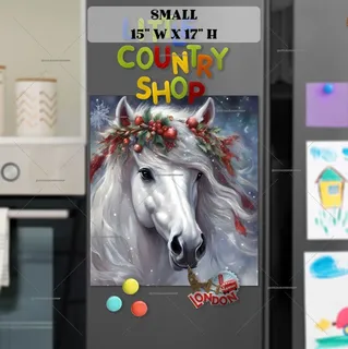 Preview of White Christmas Stallion Portrait magnet in Small size.