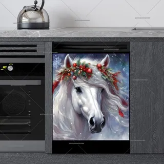 Preview of White Christmas Stallion Portrait magnet.