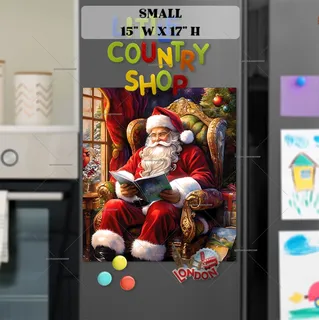 Preview of Santa Claus is Reading the List magnet in Small size.