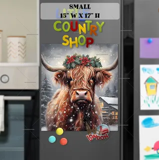 Preview of Christmas Highland Cow magnet in Small size.