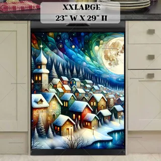 Preview of Winter Night in the Village magnet in XX Large size.