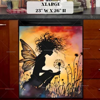 Preview of Fairy in the Dandelion Garden magnet in Extra Large size.