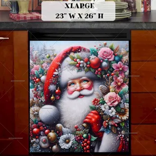 Preview of Cute Santa with Flowers magnet in Extra Large size.