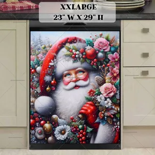 Preview of Cute Santa with Flowers magnet in XX Large size.