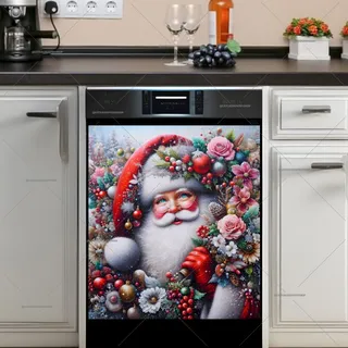 Preview of Cute Santa with Flowers magnet.