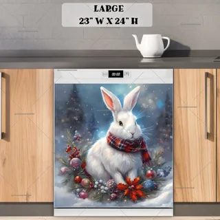 Preview of White Christmas Bunny magnet in Large size.