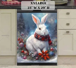 Preview of White Christmas Bunny magnet in XX Large size.