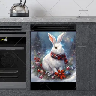 Preview of White Christmas Bunny magnet.