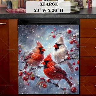 Preview of Winter Cardinal Trio magnet in Extra Large size.