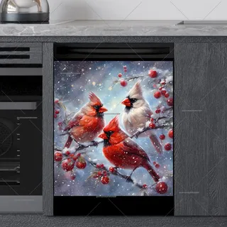 Preview of Winter Cardinal Trio magnet.