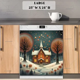 Preview of Prim Country Christmas House magnet in Large size.