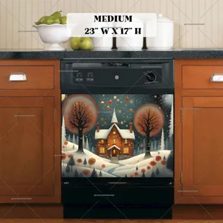 Preview of Prim Country Christmas House magnet in Medium size.