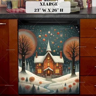 Preview of Prim Country Christmas House magnet in Extra Large size.