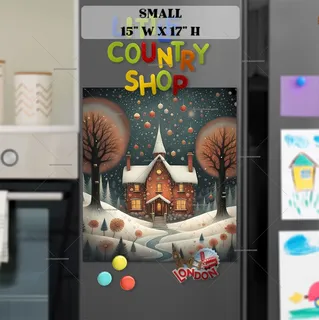 Preview of Prim Country Christmas House magnet in Small size.