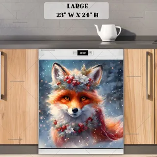 Preview of Festive Christmas Fox magnet in Large size.