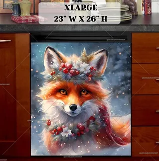 Preview of Festive Christmas Fox magnet in Extra Large size.