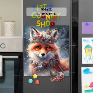 Preview of Festive Christmas Fox magnet in Small size.