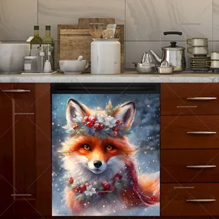 Preview of Festive Christmas Fox magnet.