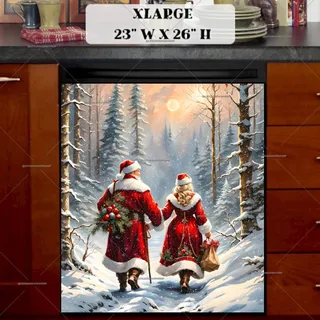 Preview of Santa and Mrs Santa in the Forest magnet in Extra Large size.