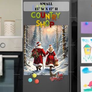 Preview of Santa and Mrs Santa in the Forest magnet in Small size.