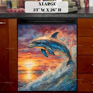 Preview of Jumping Dolphin in the Sunset magnet in Extra Large size.