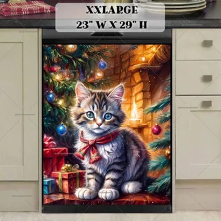 Preview of Christmas Kitten with Gifts magnet in XX Large size.