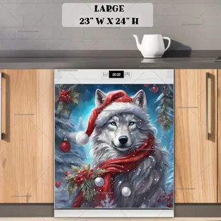 Preview of Beautiful Christmas Wolf magnet in Large size.