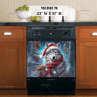 Preview of Beautiful Christmas Wolf magnet in Medium size.