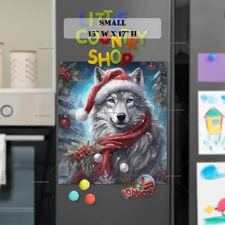 Preview of Beautiful Christmas Wolf magnet in Small size.