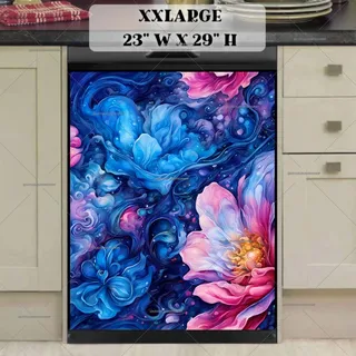 Preview of Abstract Blue and Pink Flowers magnet in XX Large size.