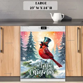 Preview of Winter Cardinal in Top Hat magnet in Large size.