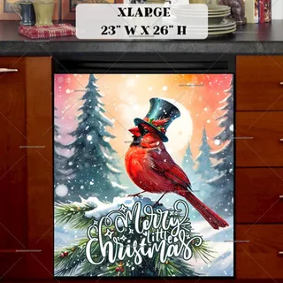 Preview of Winter Cardinal in Top Hat magnet in Extra Large size.