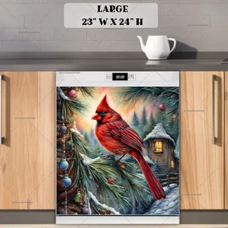 Preview of Cardinal on a Pine Tree magnet in Large size.