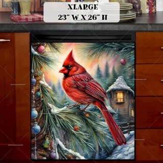 Preview of Cardinal on a Pine Tree magnet in Extra Large size.