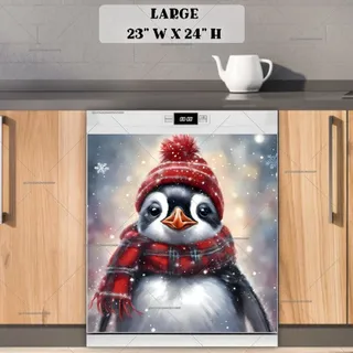 Preview of Winter Penguin in Hat and Scarf magnet in Large size.