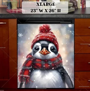 Preview of Winter Penguin in Hat and Scarf magnet in Extra Large size.