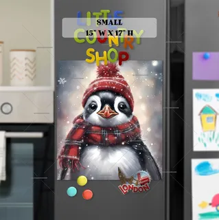 Preview of Winter Penguin in Hat and Scarf magnet in Small size.