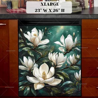 Preview of Delicate White Magnolias magnet in Extra Large size.