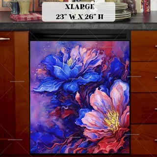 Preview of Abstract Blooming Flowers magnet in Extra Large size.