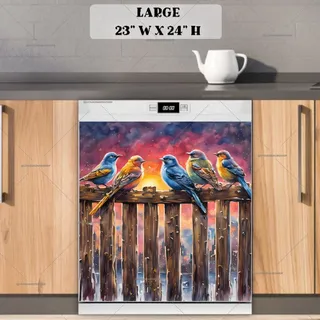 Preview of Pretty Sunset Birds magnet in Large size.