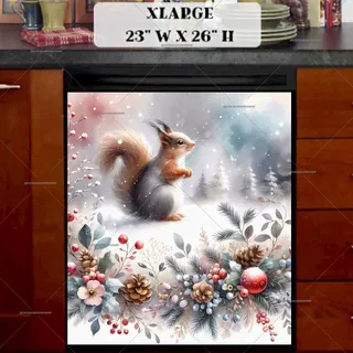 Preview of Cute Christmas Squirrel magnet in Extra Large size.