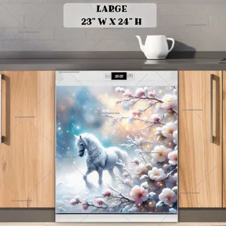 Preview of Beautiful White Winter Horse magnet in Large size.