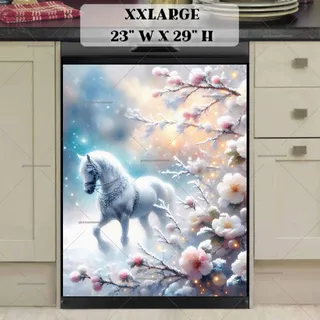 Preview of Beautiful White Winter Horse magnet in XX Large size.