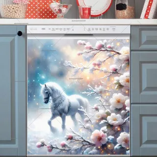 Preview of Beautiful White Winter Horse magnet.