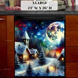 Preview of Winter Farmhouse at Night magnet in Extra Large size.