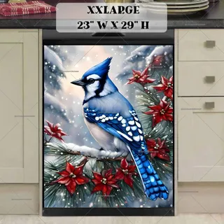 Preview of Winter Blue Jay on the Tree magnet in XX Large size.