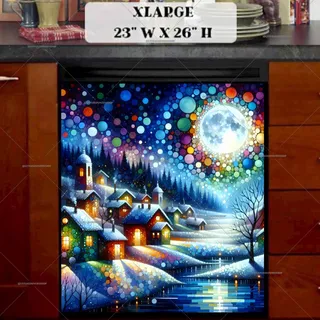 Preview of Colorful Winter Town magnet in Extra Large size.